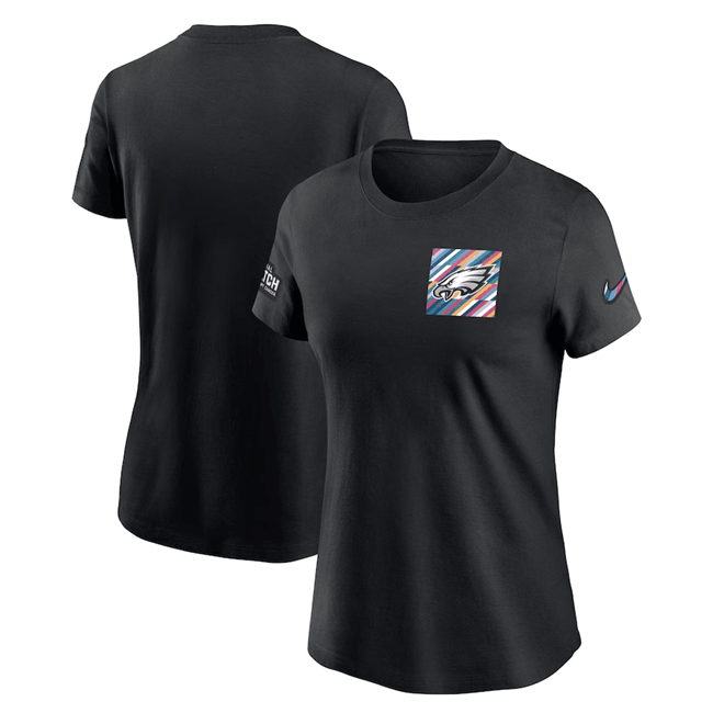 Women's Philadelphia Eagles Black 2023 Crucial Catch Sideline Tri-Blend T-Shirt(Run Small)